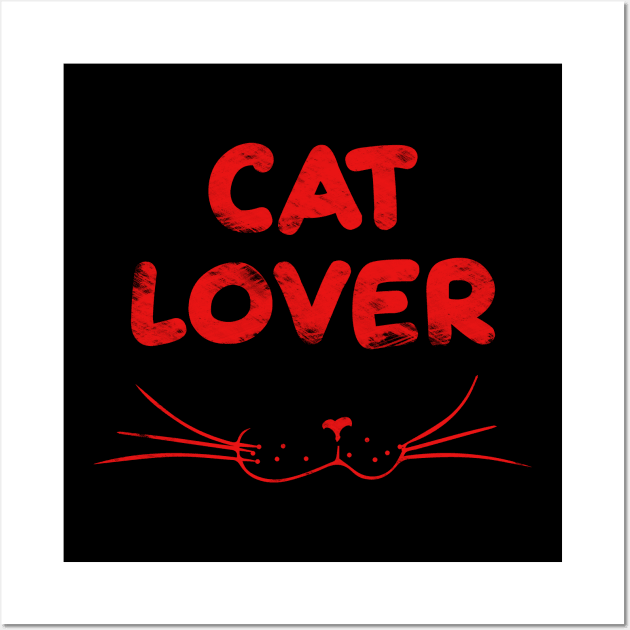 Cat Lover - Red Wall Art by Scailaret